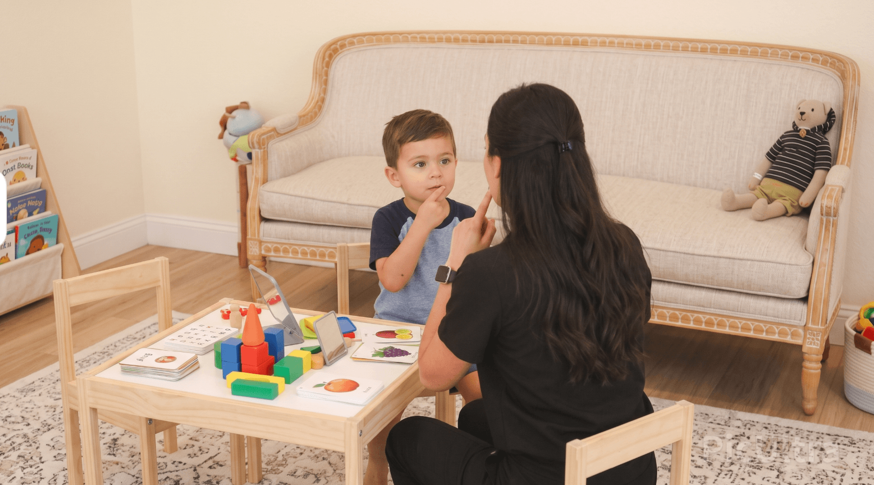 Jessica working with a child on speech and communication