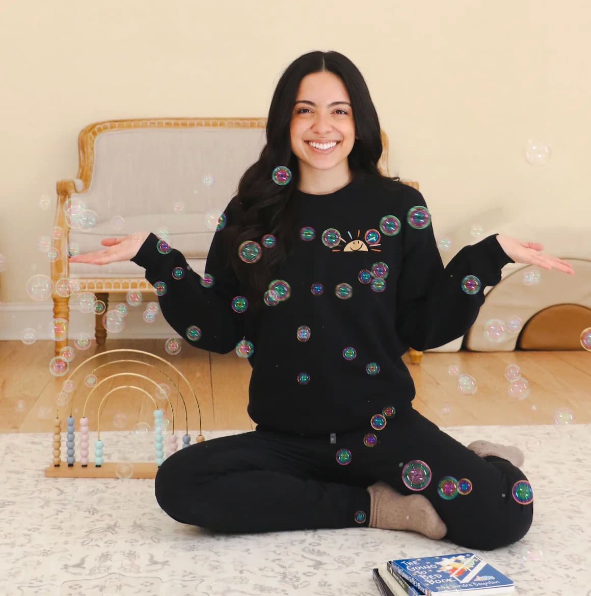 Jessica Aleman during a therapy session with bubbles